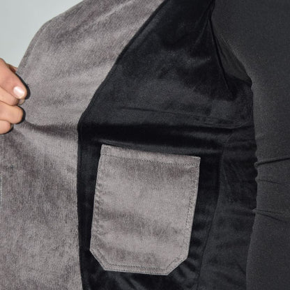 Corduroy blazer with bison leather lining - BEAVER