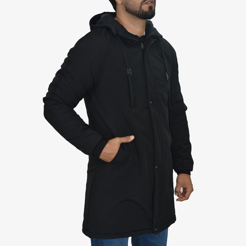 Waterproof Oversized Parka with Quilted Lining - BLACK