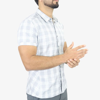 Camisa Signature manga corta – textura tejida con estilo moderno - GRIS