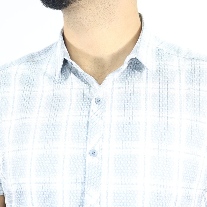 Camisa Signature manga corta – textura tejida con estilo moderno - GRIS