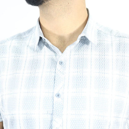 Camisa Signature manga corta – textura tejida con estilo moderno - GRIS