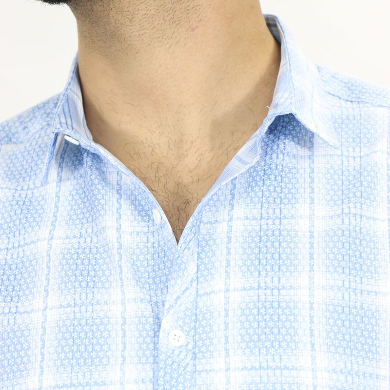 Camisa Signature manga corta – textura tejida con estilo moderno - CELESTE