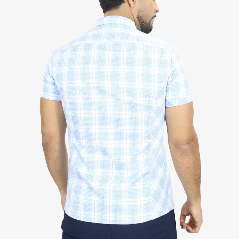 Camisa Signature manga corta – textura tejida con estilo moderno - CELESTE
