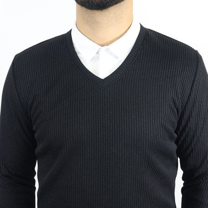 Suéter Cuello V Signature – Tejido Tecnológico Termorregulable y Ultra Confort - NEGRO