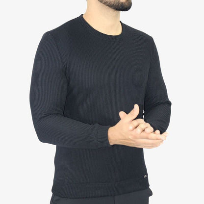 Signature Round Neck Sweater – Thermoregulating and Ultra-Comfort Fabric - BLACK