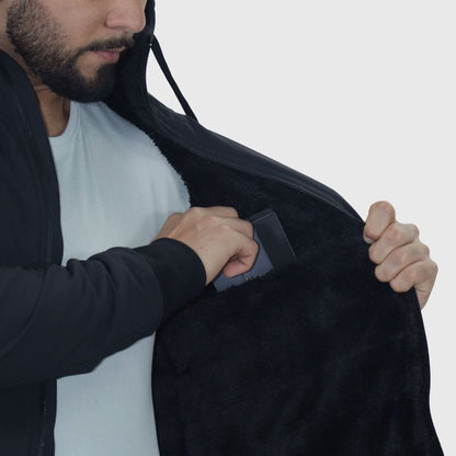 WATERPROOF OVERSIZED PARKA WITH PLUSH LINING - BLACK