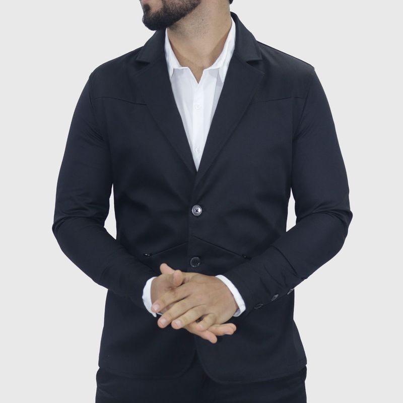 Blazer satinado Perfect Fit – Diseño minimalista con bolsillos invisibles - NEGRO