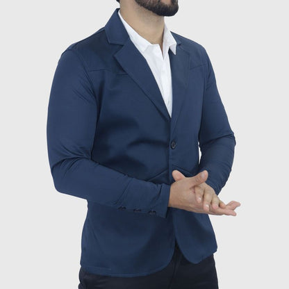 Blazer satinado Perfect Fit – Diseño minimalista con bolsillos invisibles - AZUL NOCHE