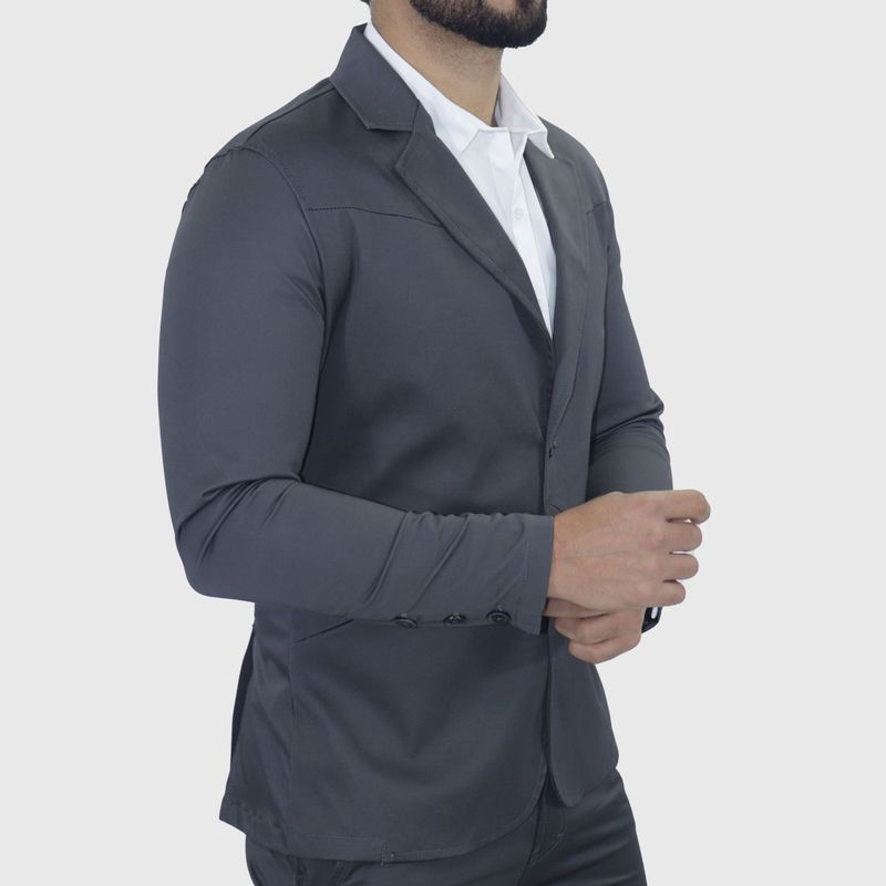 Blazer satinado Perfect Fit – Diseño minimalista con bolsillos invisibles - PLOMO