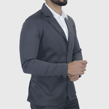 Blazer satinado Perfect Fit – Diseño minimalista con bolsillos invisibles - PLOMO