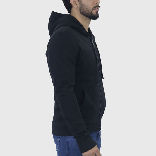 Hoodie franela Signature | Estilo urbano con abrigo térmico premium - NEGRO