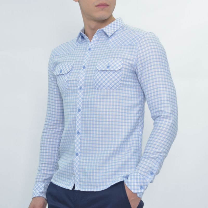 Camisa a cuadros Corte vaquero con bolsillos frontales - BLACEL