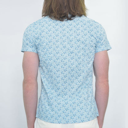 Short-sleeve shirt with floral print | Comfort fabric | Perfect Fit - LIGHT BLUE