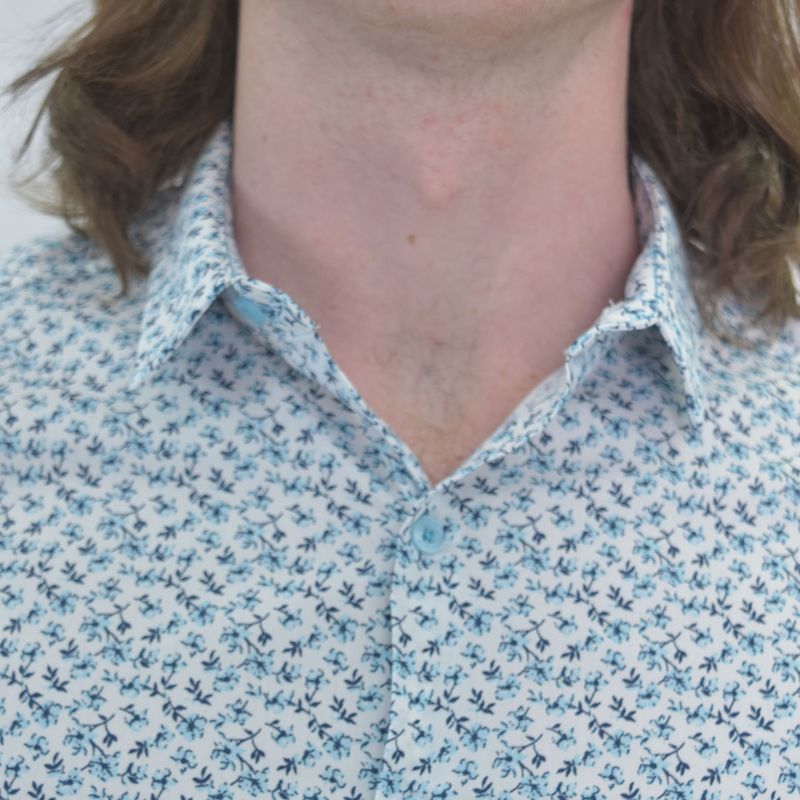 Short-sleeve shirt with floral print | Comfort fabric | Perfect Fit - WHITE