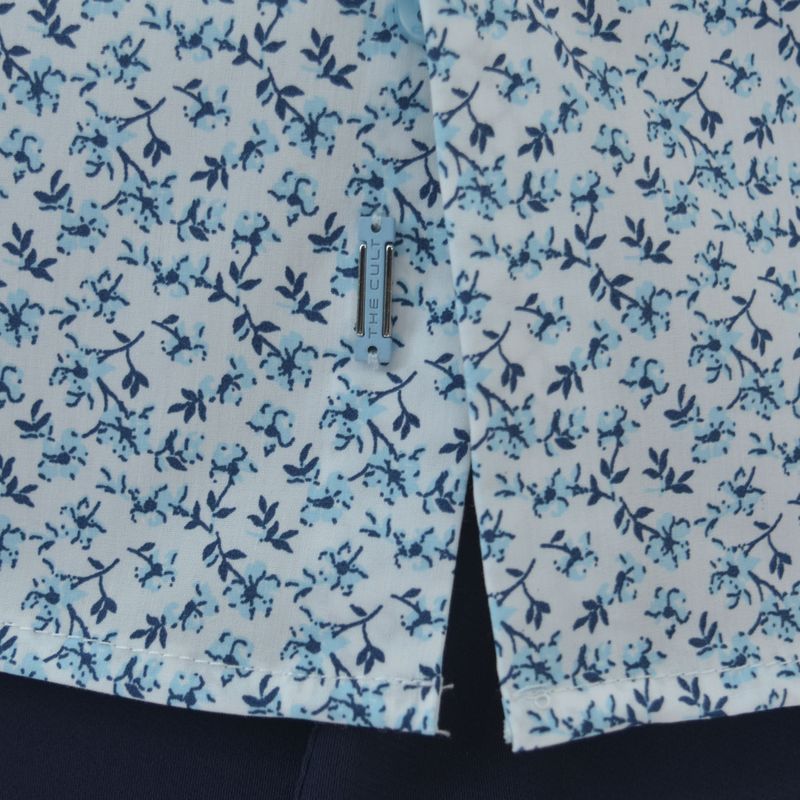 Short-sleeve shirt with floral print | Comfort fabric | Perfect Fit - WHITE