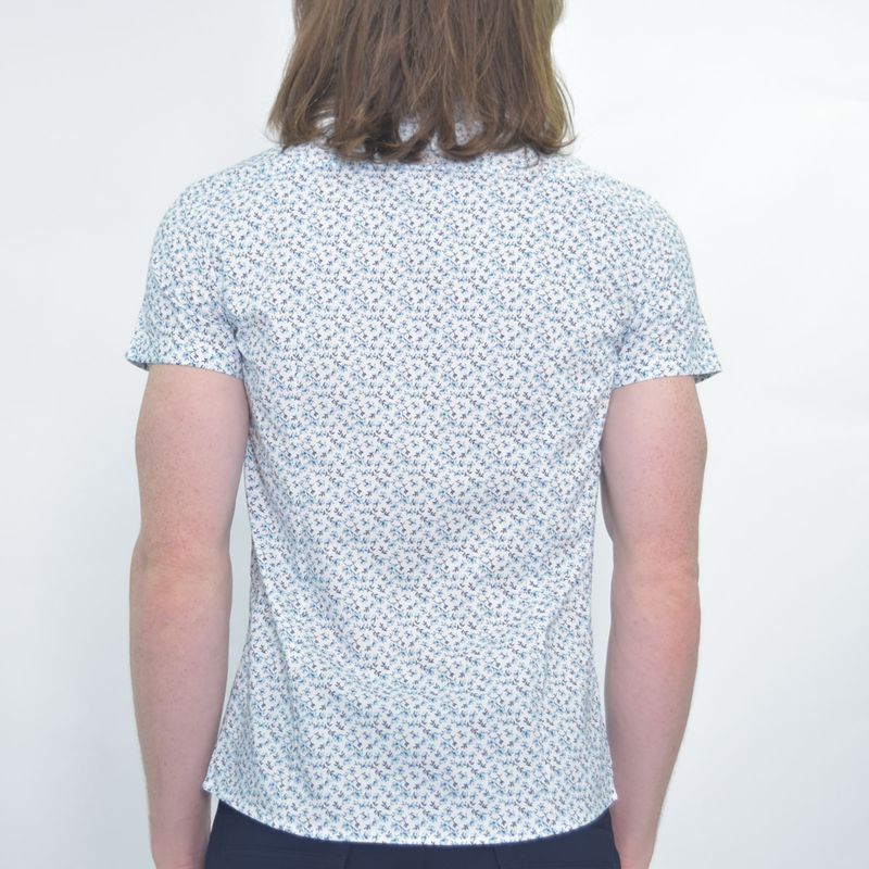 Short-sleeve shirt with floral print | Comfort fabric | Perfect Fit - WHITE