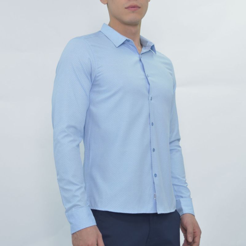Camisa manga larga con diseño tejido Liberty Estilo refinado y moderno - CELESTE