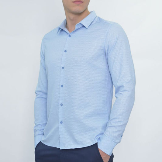Camisa manga larga con diseño tejido Liberty Estilo refinado y moderno - CELESTE