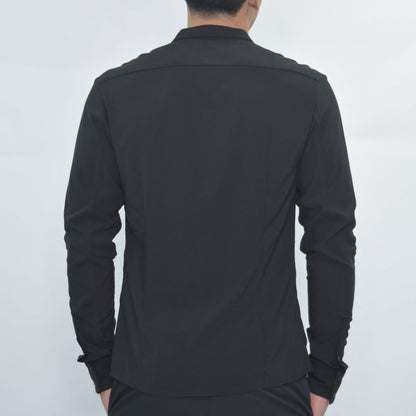 Signature Super Flex Breathable Long-Sleeved Shirt | Lightweight super flex fabric | Perfect Fit - BLACK