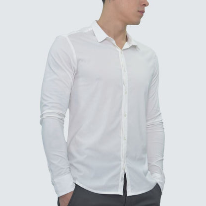Signature Super-Flex Breathable Long-Sleeve Shirt Perfect Fit - IVORY