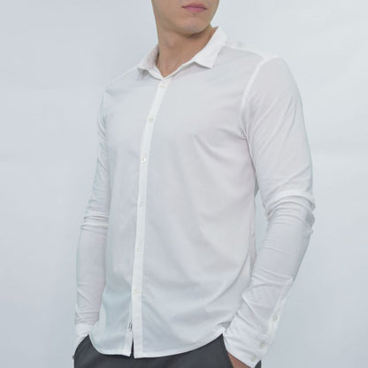 Signature Super-Flex Breathable Long-Sleeve Shirt Perfect Fit - IVORY