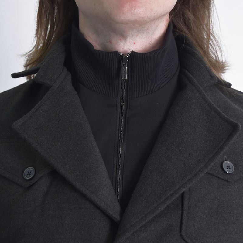 Saco paño con pechera cuello alto extraible Perfect Fit - PLOMO