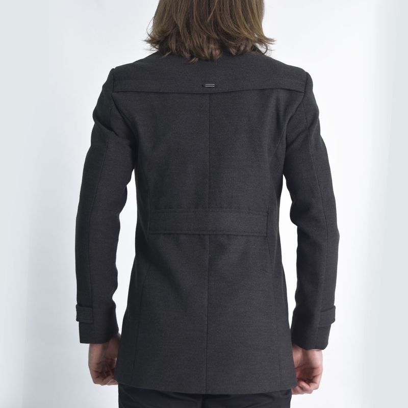 Saco paño con pechera cuello alto extraible Perfect Fit - PLOMO