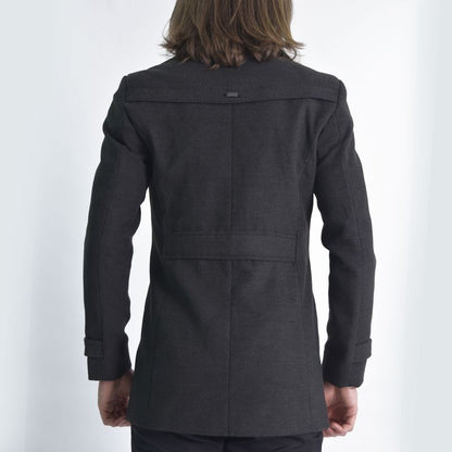 Saco paño con pechera cuello alto extraible Perfect Fit - PLOMO