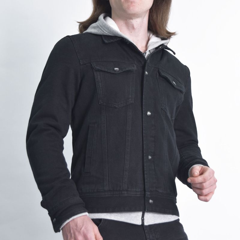 Liberty denim jacket lined with plush Urban style Perfect Fit - BLACK
