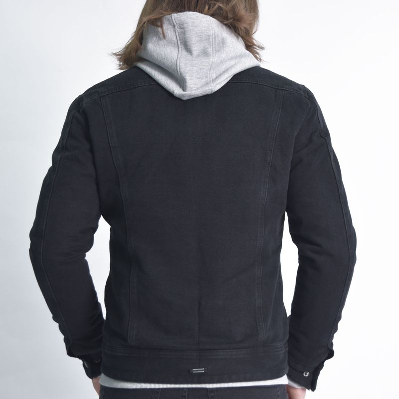 Liberty denim jacket lined with plush Urban style Perfect Fit - BLACK
