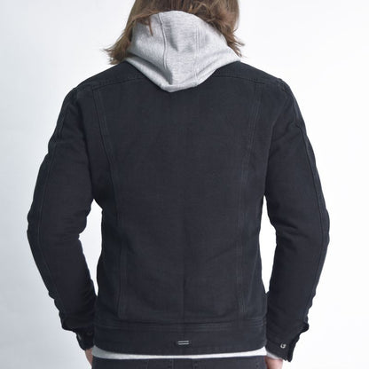 Liberty denim jacket lined with plush Urban style Perfect Fit - BLACK