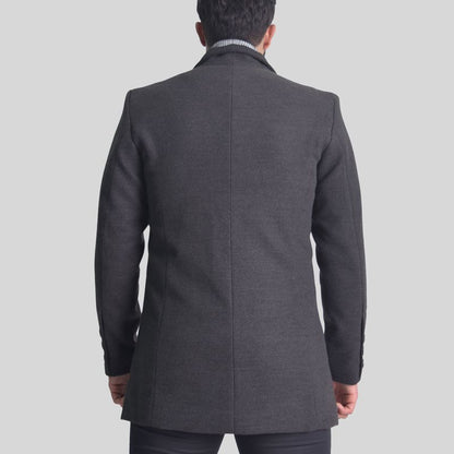 Saco de paño con pashmina extraíble Perfect Fit - PLOMO