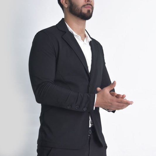 Signature minimalist special knit blazer - Perfect Fit - BLACK
