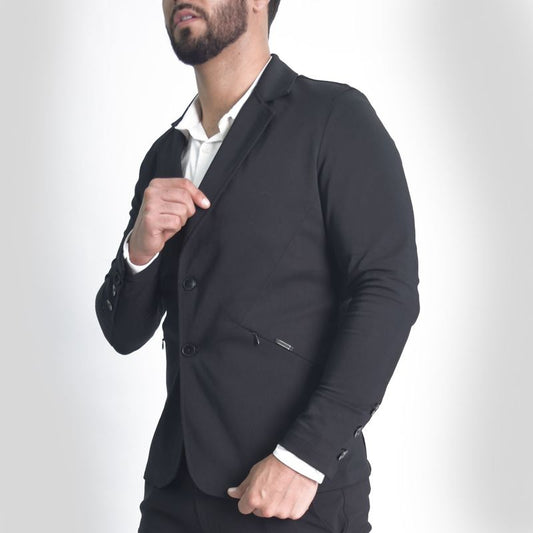 Signature minimalist special knit blazer - Perfect Fit - BLACK