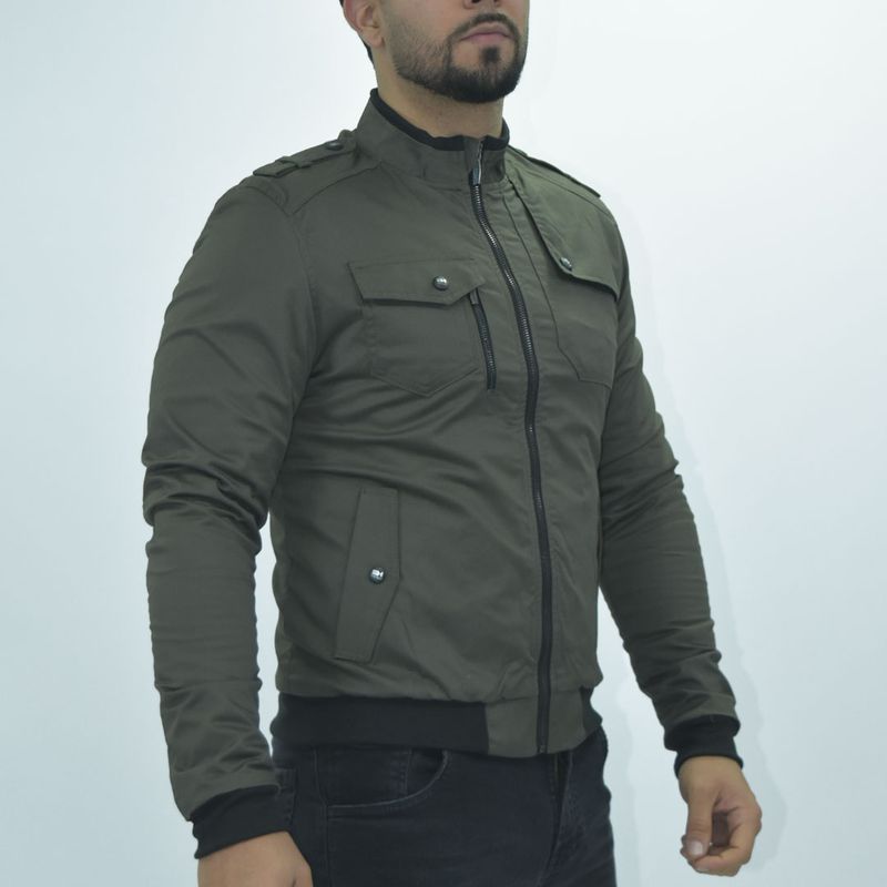 Casaca Drill con Forro Tacto Piel - VERDE MILITAR