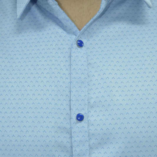 CAMISA REVERSIBLE MANGA LARGA - CELESTE