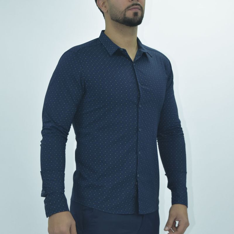 Camisa manga larga Tela confort-flex Entalle Perfect Fit - AZUL