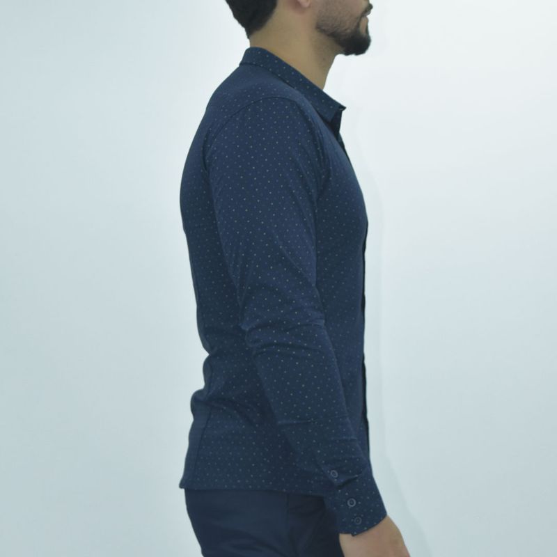 Camisa manga larga Tela confort-flex Entalle Perfect Fit - AZUL