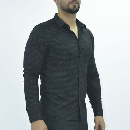 Camisa manga larga Tela confort-flex Entalle Perfect Fit - NEGRO