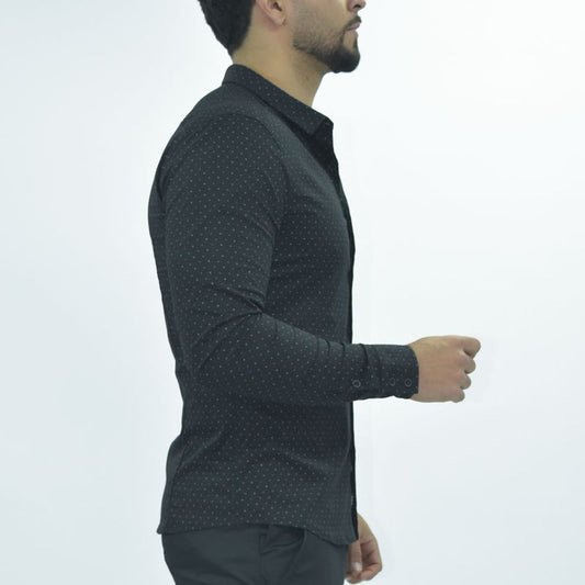 Camisa manga larga Tela confort-flex Entalle Perfect Fit - NEGRO