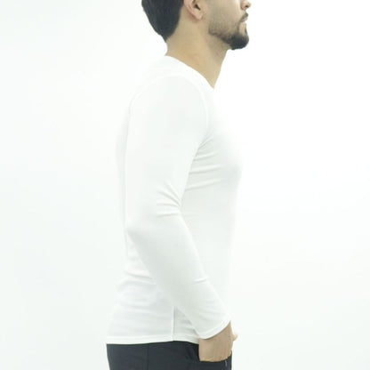Polo manga larga cuello redondo acanalado Perfect Fit - MARFIL