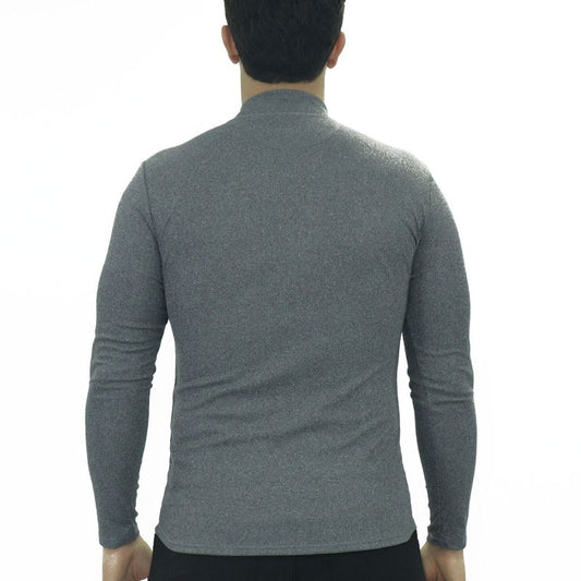 Polo cuello alto manga larga acanalado Perfect Fit - PLOMO