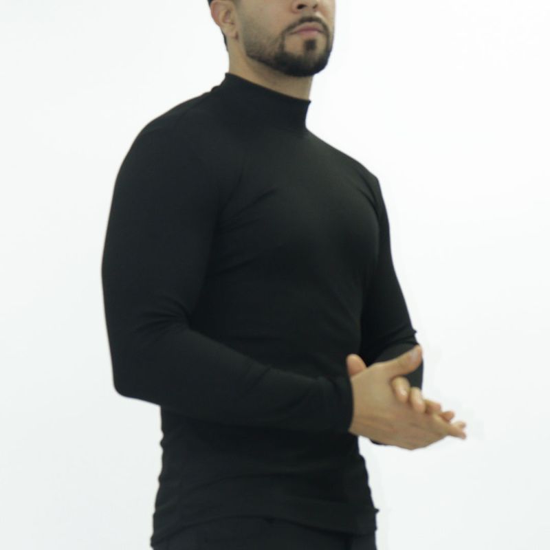 Ribbed Turtleneck Long-Sleeve Perfect Fit - BLACK