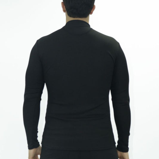Polo cuello alto manga larga acanalado Perfect Fit - NEGRO
