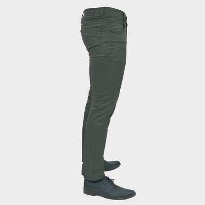 Pantalon drill semi pitillo confort - VERDE OLIVO
