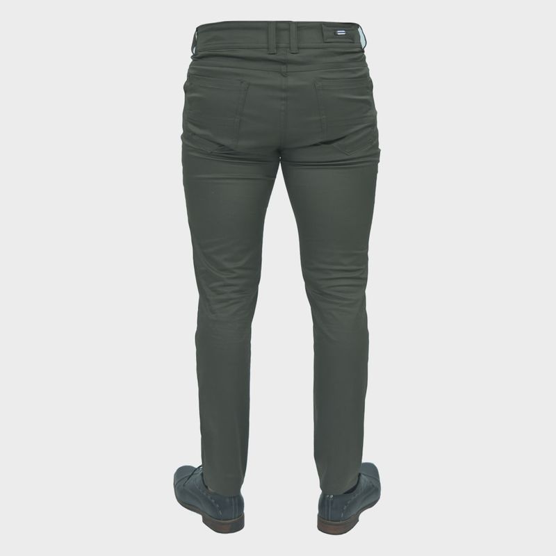 Pantalon drill semi pitillo confort - VERDE OLIVO