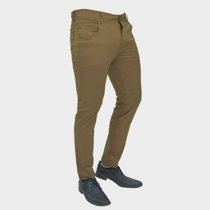 Pantalon drill semi pitillo confort - CAMELL