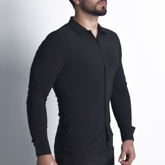 Camisa suit manga larga Signature Perfect Fit - NEGRO