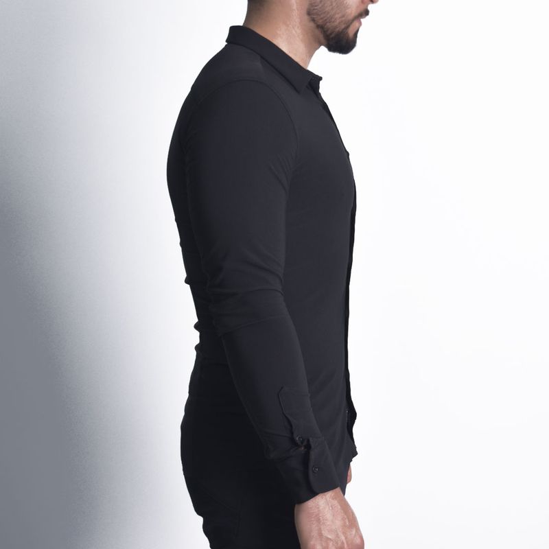 Signature Perfect Fit Long-Sleeve Dress Shirt - BLACK