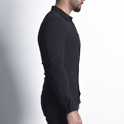 Signature Perfect Fit Long-Sleeve Dress Shirt - BLACK